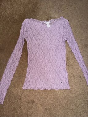 Full Tilt Lavender Lace Long Sleeve Top
